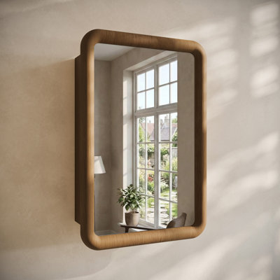 Plaisir 18 X 27 Recessed/Wall Mount Medicine Cabinet With Mirror In Brown Oak