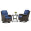 Chaises berçantes pivotantes d'extérieur en rotin avec coussins et table d'appoint Koba-148766587-148766586