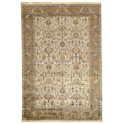 High-Quality Hand-Knotted Beige And Taupe Area Rug