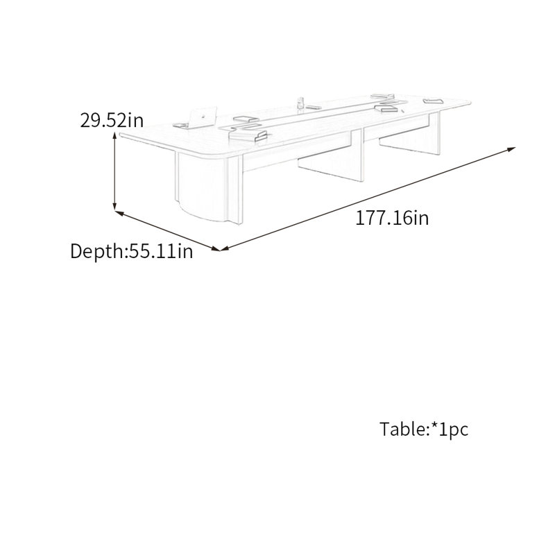 Table de conférence Sleek, H 29,52 po x L 177,16 po x l 55,11 po