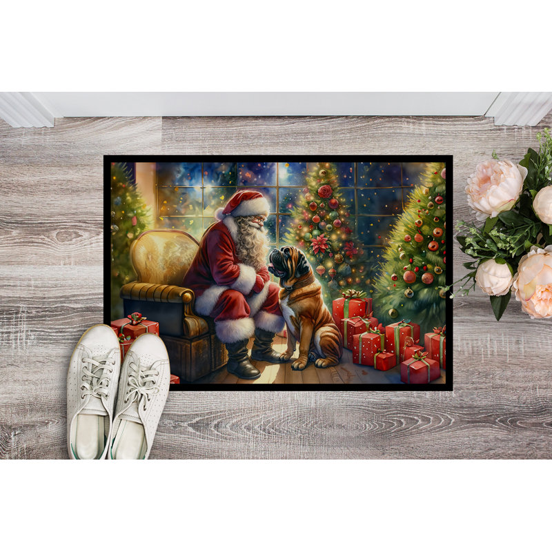 Paillasson Bullmastiff and Santa Claus, L 24 po x L 36 po