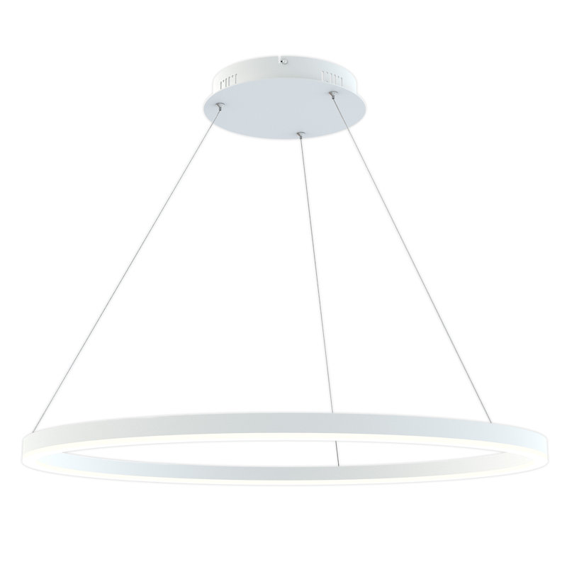 Torrington 1 - Light LED Geometric Pendant, White, 3.5cm H x 80cm W x 80cm D