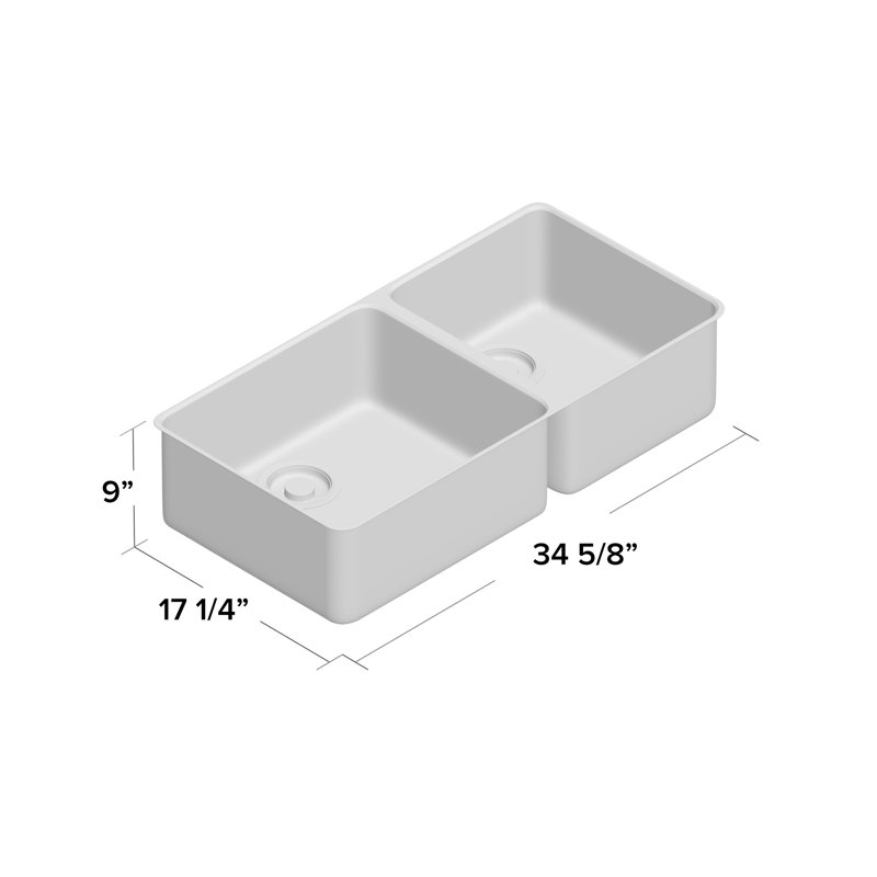Évier de cuisine à double cuve encastrable l 35 po x l 17 po Kubus