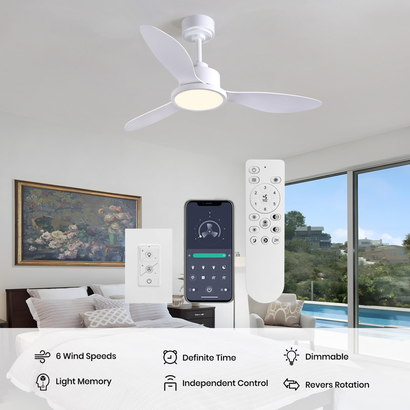 Standard Dimmable Ceiling Fan With Light Kit, Black