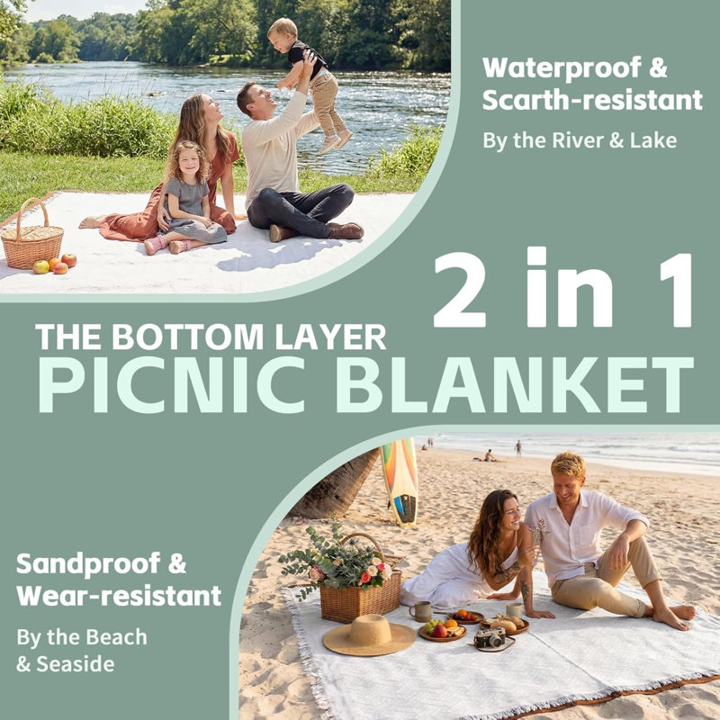 2 en 1 Très grand couverture de camping Pique-nique extérieur Tapis de yoga Léger Voiture Essentiel Roadtrip Gadget Accessoires de VR Glamping Tente Équipement Must Haves Randonnée