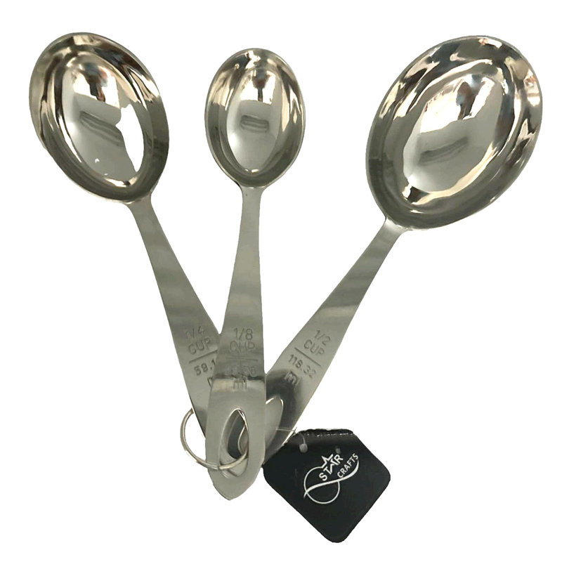 Ensemble de 3 tasses / cuillères à mesurer en acier inoxydable