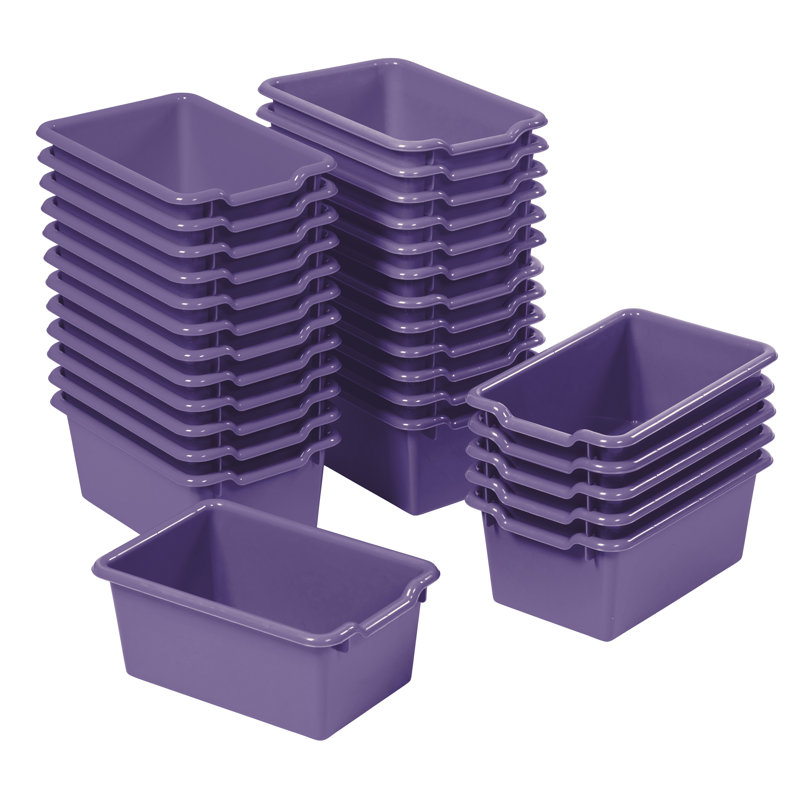 ECR4Kids Scoop Front Storage Bin, Multipurpose Organization, 30-Piece, Purple
