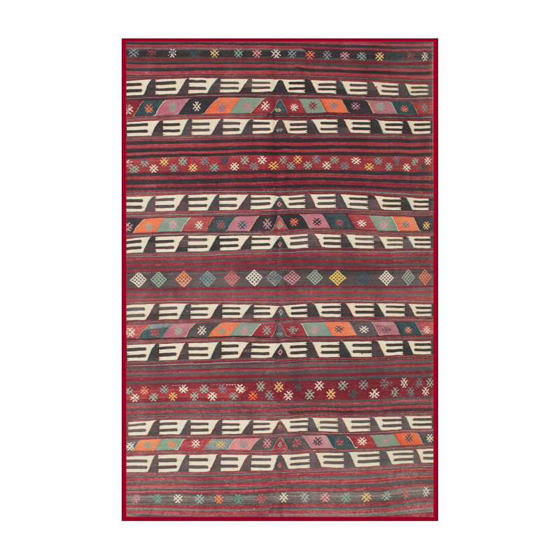 Tapis de zone rouge/brun contemporain, Rectangle 2 pi x 5 pi