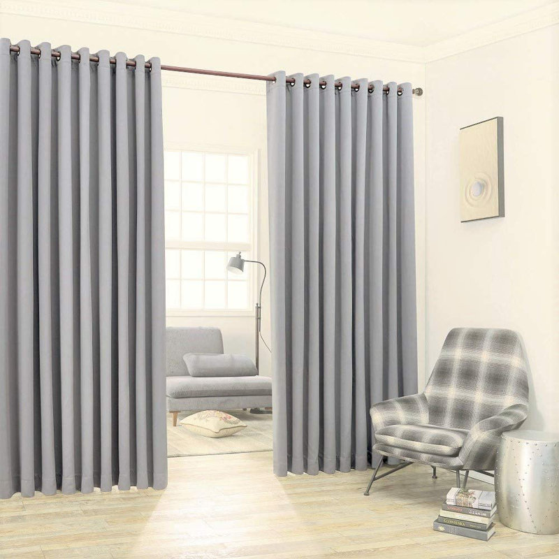 Nicole Pair of 2 Extra Large Silver Grey Room Divider Curtains for Large Windows or Breaking Up Rooms, Light Gray