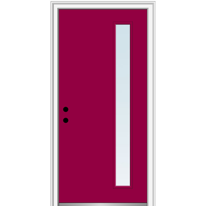 Porte d'entrée pré-suspendue en acier peint 1 lumière, Noir, H 80 po x l 30 po x P 1,75 po, S'ouvre à droite vers l'intérieur