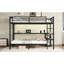 Lit superposé simple / noir en métal noir avec bureau, tablettes et - plusieurs façons de placement, garde supérieur, structure à DEL facile à assembler,