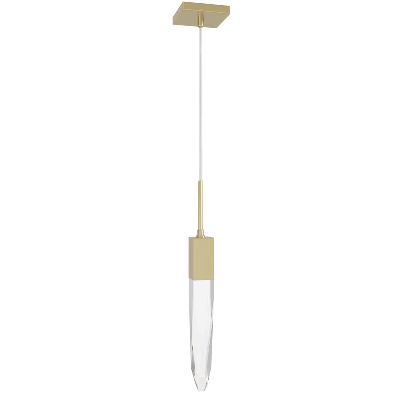 Mini-luminaire suspendu 1 lumière DEL Aspen, Laiton brossé, Transparent Aspen K9, Transparent