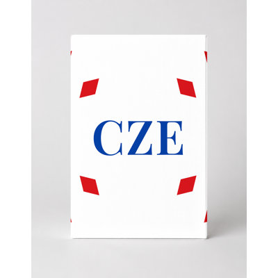 Czech Republic World Flag Luxury Diamond Monogram — Red White Blue — Canvas Wall Art