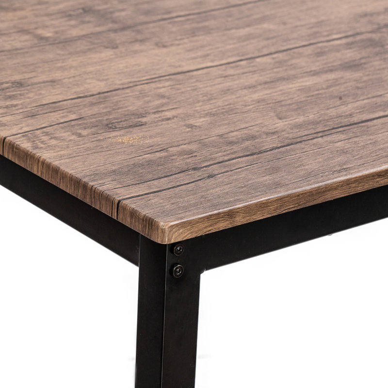 Millard 4-Person Metal and Wood Dining Table, Gray