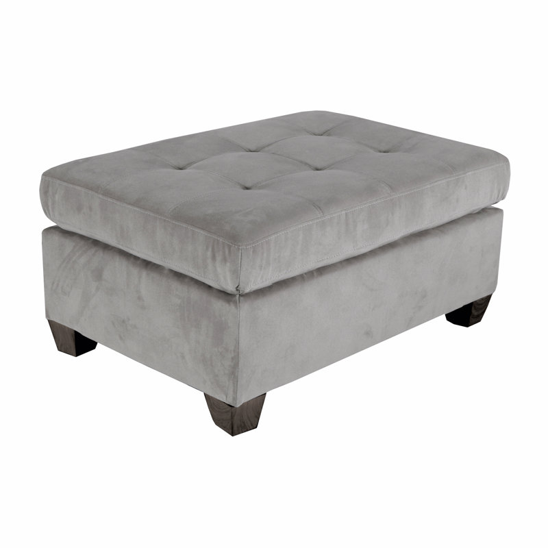 Repose-pieds 1pc capitonné en microfibre taupe moderne