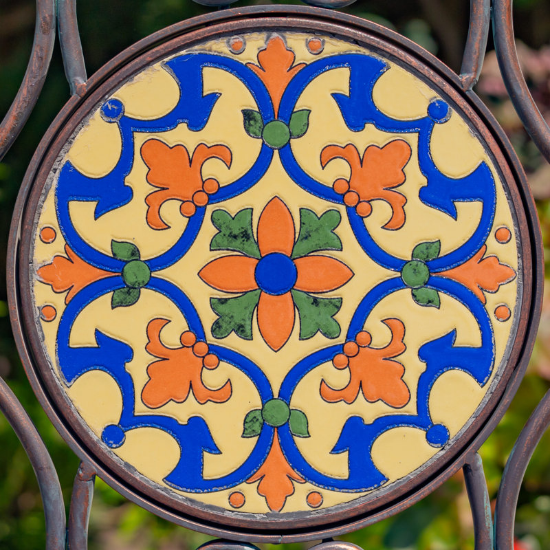 43in. Antigone Mosaic Metal Rectangular Garden Bench