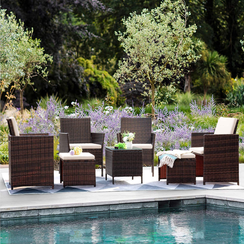 Fransje 6 - Person Patio Conversation Set with Cushions, Beige
