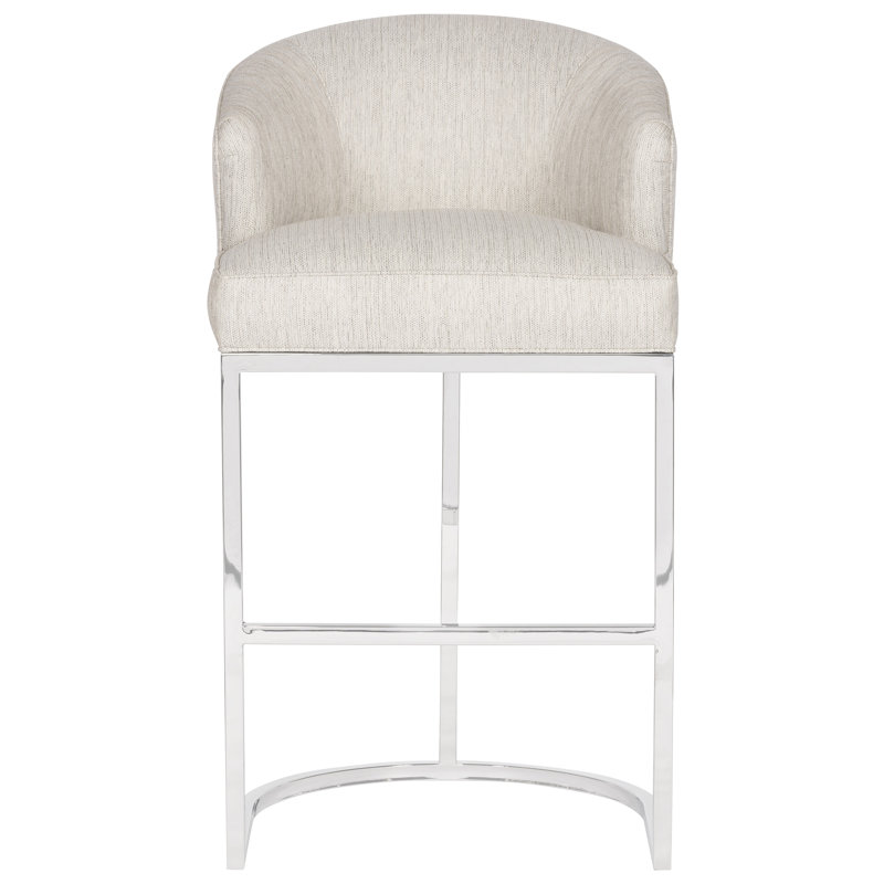 Upholstered Stool, Polished Nickel, Bar Stool (33" Seat Height)