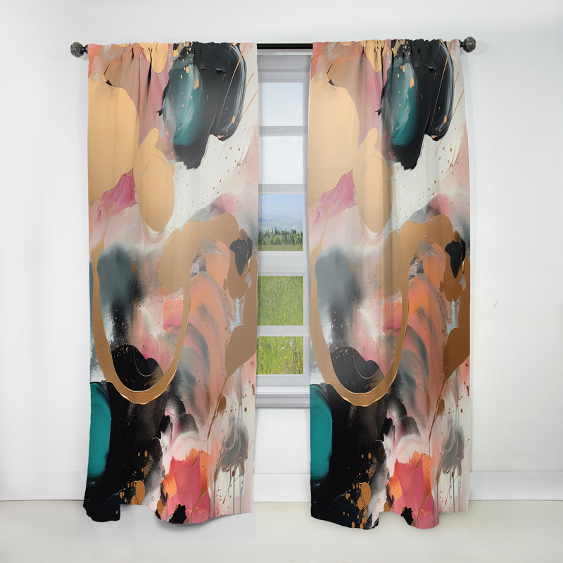 Gelilah - Gold Green Marbled Meditations - Modern Velvet Curtain - Room Darkening - 1 panel, 52" W x 90" L