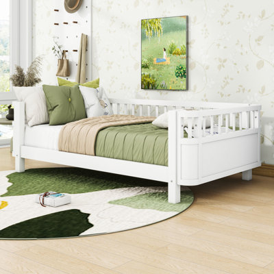 Multifunctional Wooden Platform Bed with Removable Rails