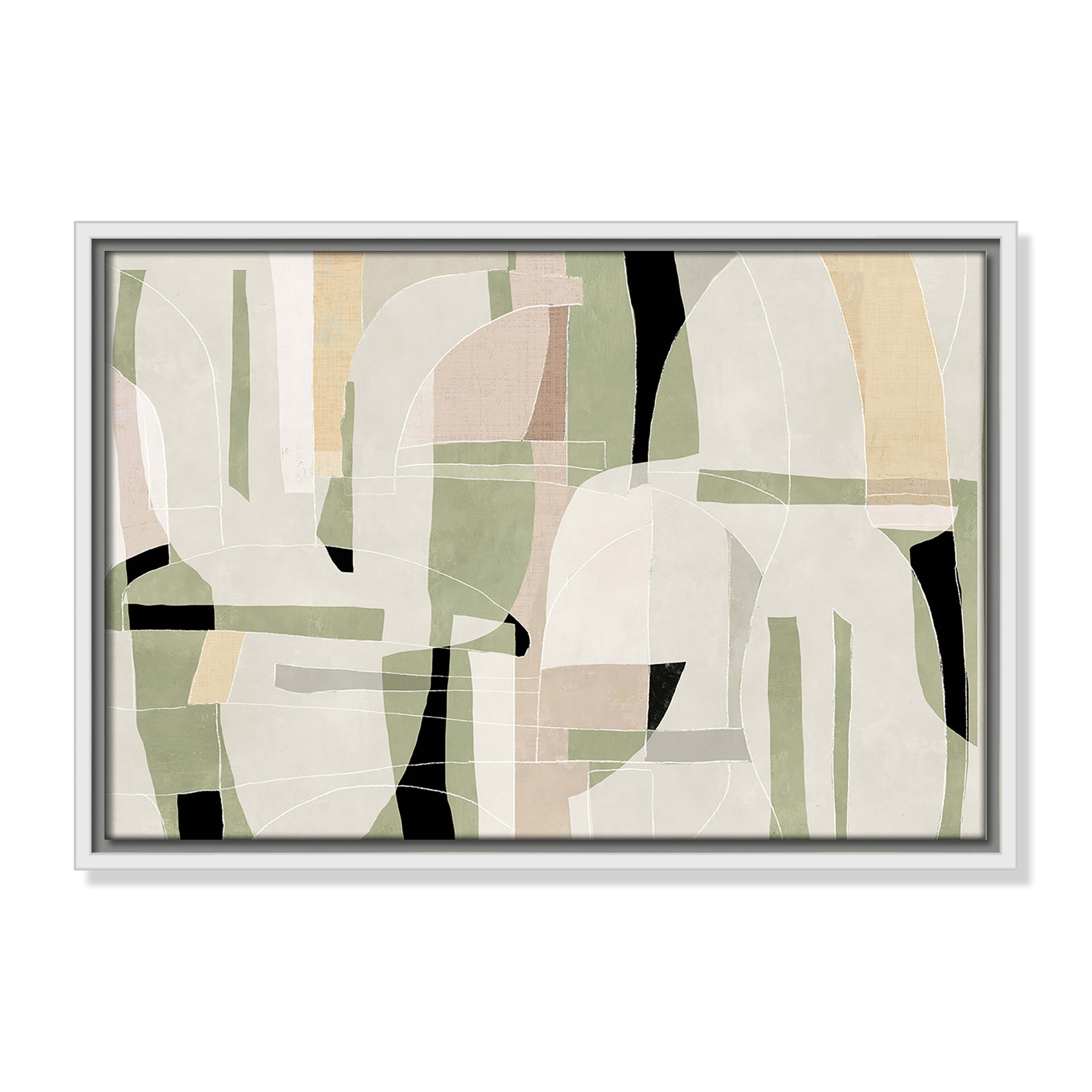 Sunny Barcelona - Floater Frame Canvas, 19.5" W x 13.5" H, White