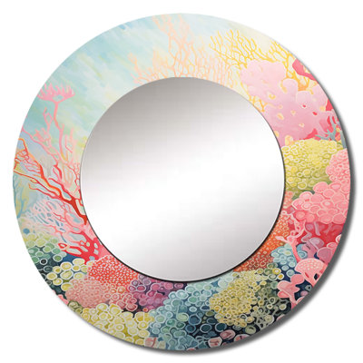 Coral Reef Barrier Expression V - Corals Mirror, Coral Round Decorative Wall Mirror, Printed Metal Art