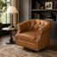 Fauteuil d'appoint pivotant moderne avec dossier incurvé et revêtement de qualité supérieure pour un salon confortable