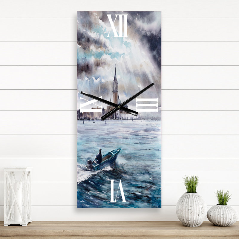 Tempête sur Venise en Italie - Horloge murale nautique et côtière, Grand