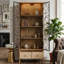Armoire 70,8 po H x 30,9 po Farmhouse - Portes florales en fer, lumière DEL