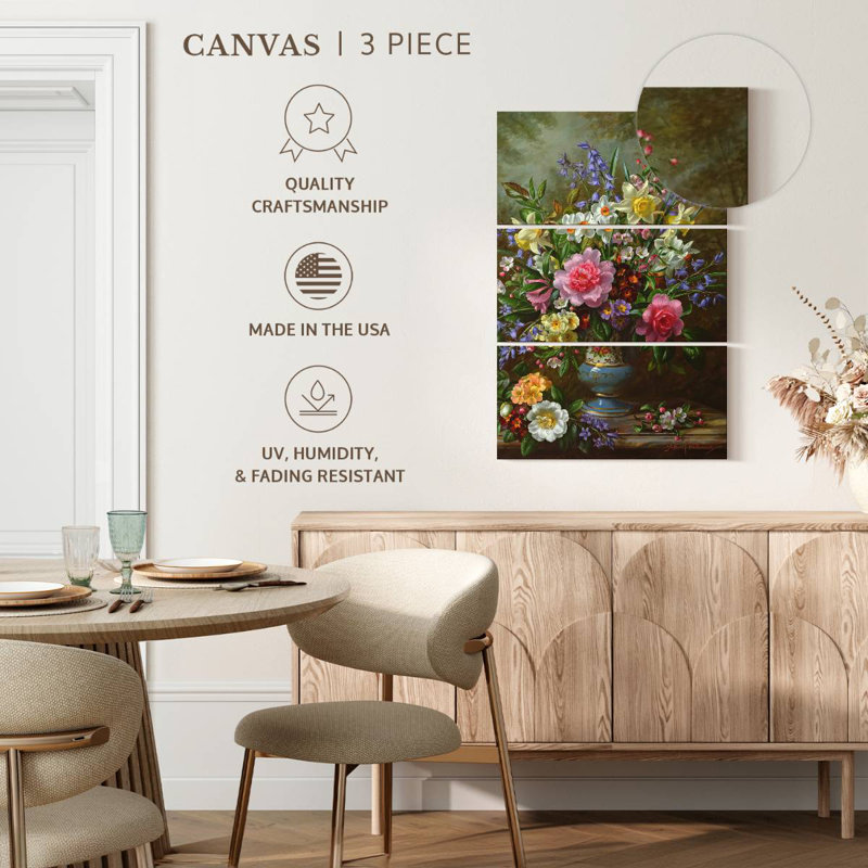 Harnek Bluebells, jonquilles, primevères et pivoines, H 65 po x l 42 po