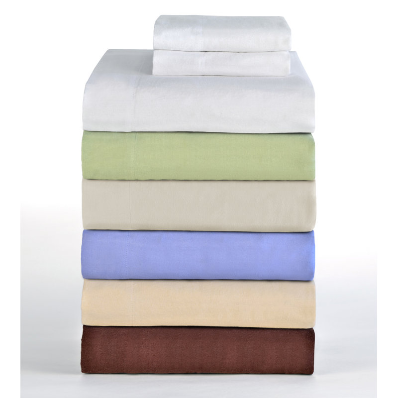 Pointehaven 170 GSM 100% Cotton Flannel Deep Pocket Sheet Set, King, Chocolate