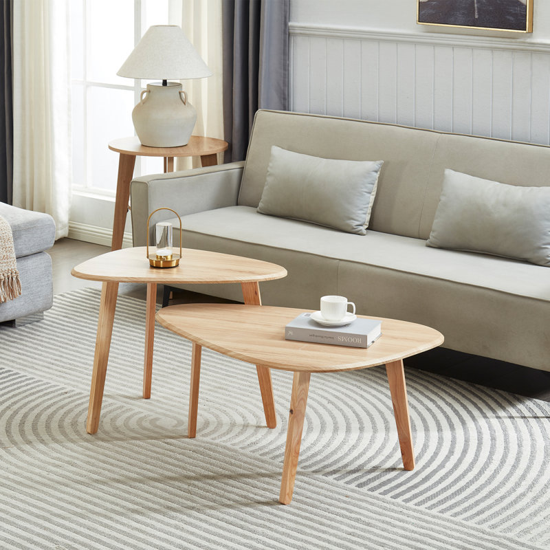 Nesting Coffee Table Set of 2,Wood Center Table for Living Room, Lounge Area, or Office, Natural