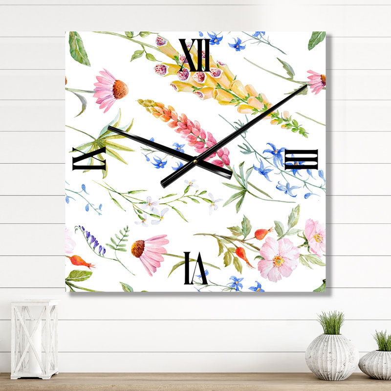 Horloge murale Vibrant Summer Wildflowers I, Très grand