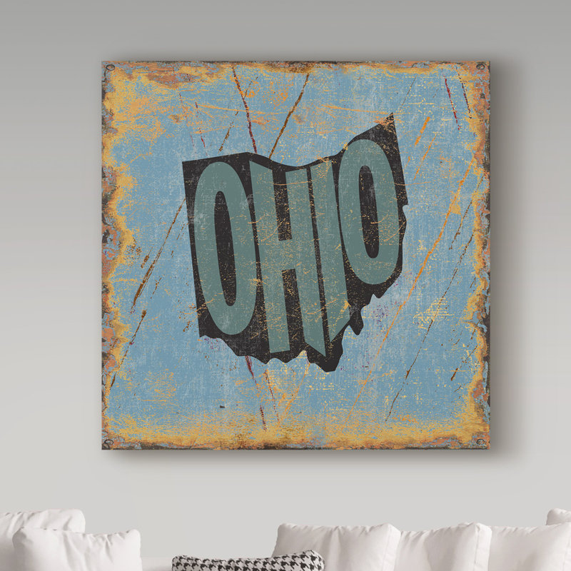 « ohio », art textuel sur toile tendue, H 14 po x l 14 po x P 2 po