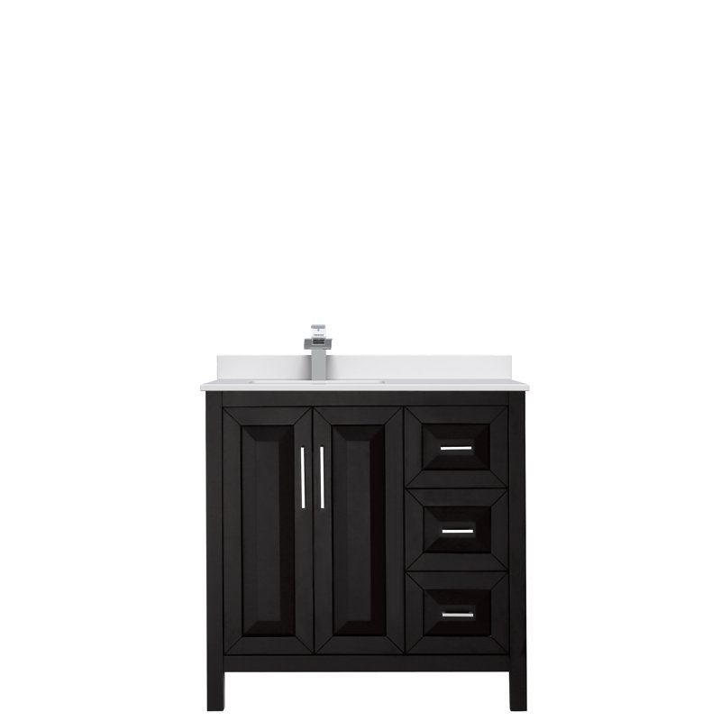 Daria 36 in. Single Vanity, White Cultured Marble, Dark Espresso, Polished Chrome
