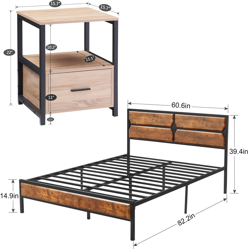 Ensemble de chambre à coucher Batton, Chêne, Simple