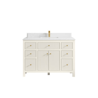 Sonoma 48 " W Freestanding Standard Free Standing Single Double Single Vanity Bathroom Vanity With Quartz Top