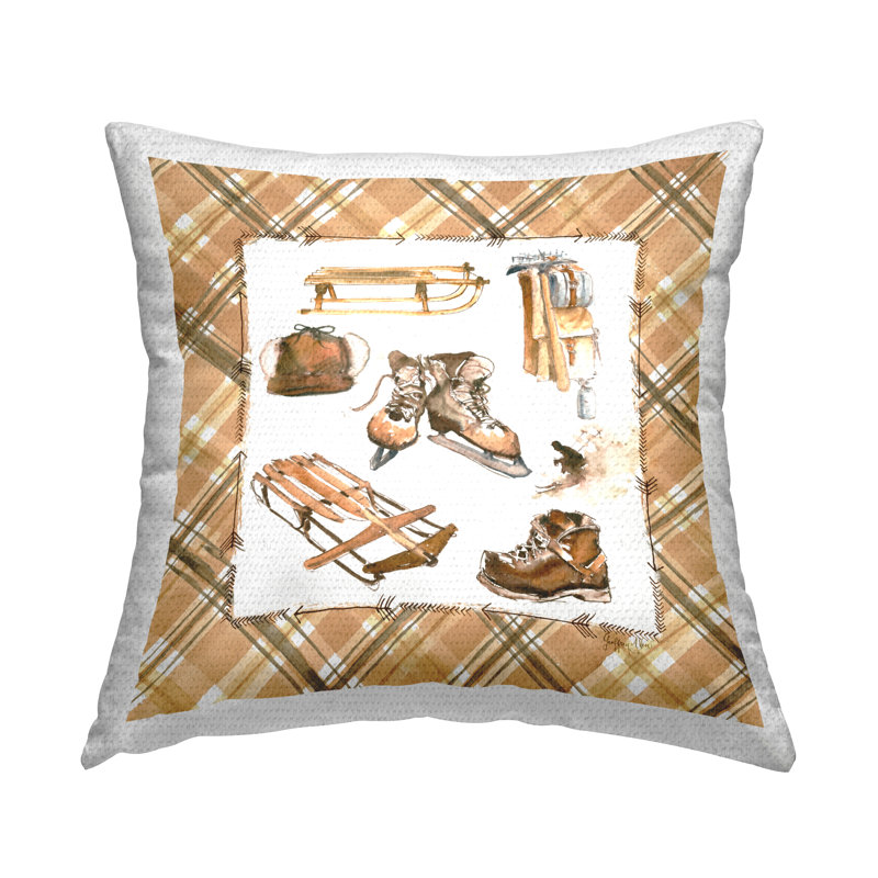 Coussin d'extérieur à motif écossais imprimé de sports d'hiver par Geoff Allen