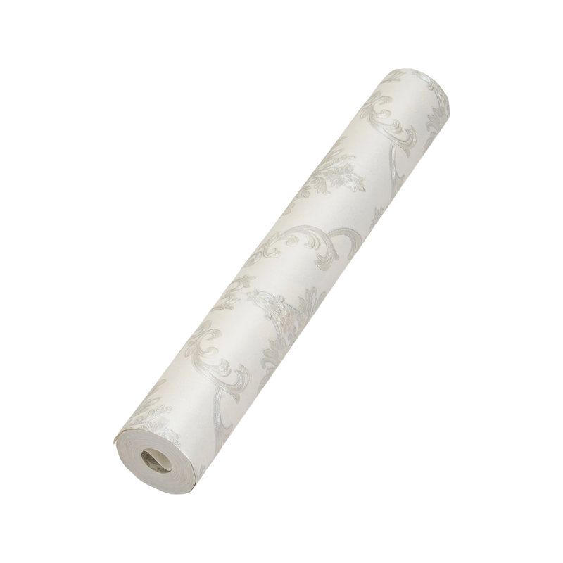 Non-Pasted Non-Woven 3D Embossed Wallpaper Roll, White/Grey