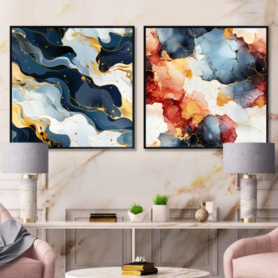 Kevin - Ensemble de 2 collages carrés abstraits