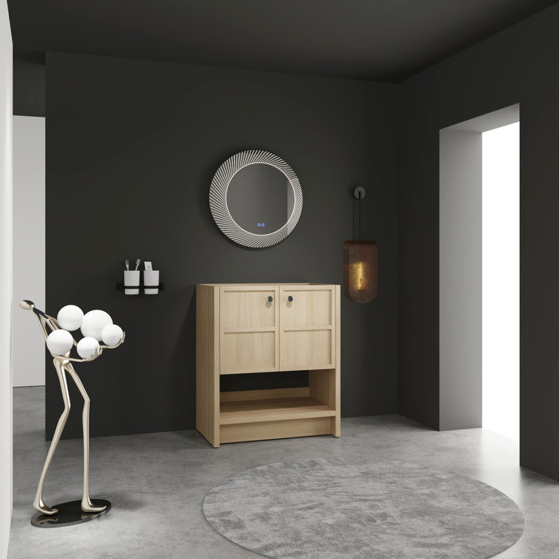 Meuble-lavabo autoportant 30 po, contreplaqué de chêne avec 2 portes pour rangement organisé et amplement spacieux