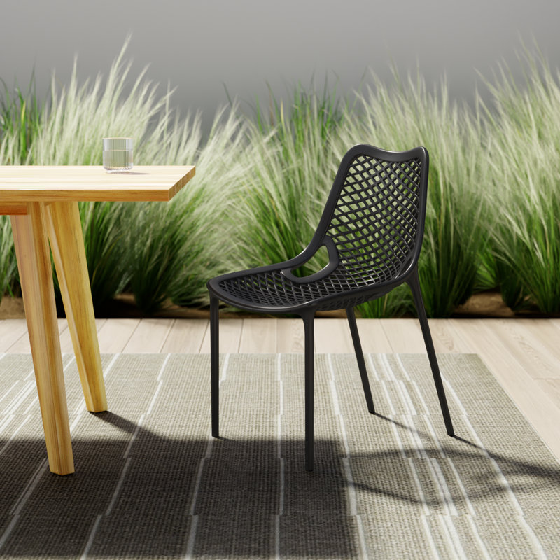 Farrah Outdoor Stacking Dining Side Chair, Black