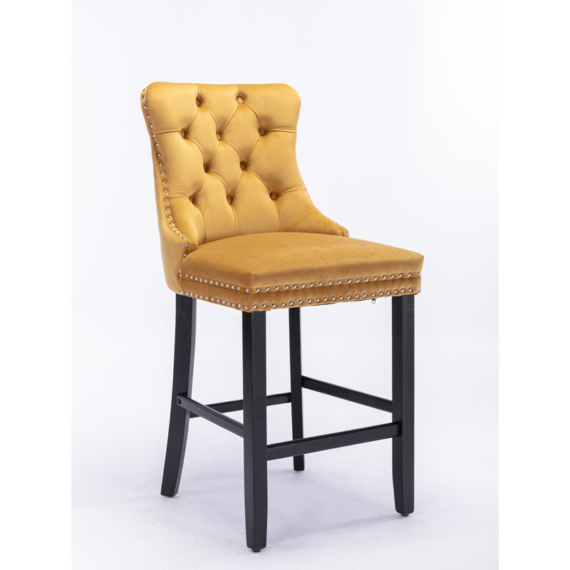 Ensemble de 2 tabourets de bar rembourrés, Noir, Orange
