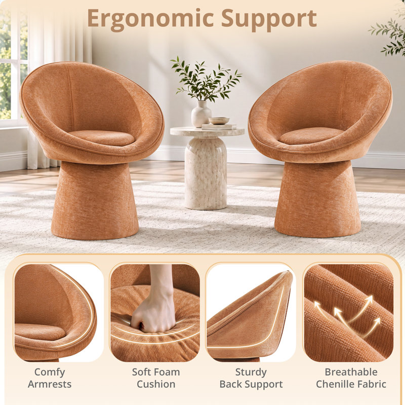 Fauteuil d'appoint 360 po Chenille, Orange