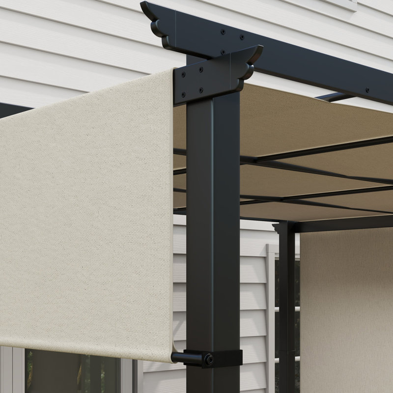 Pergola en métal 10 'x 12' avec auvent rétractable pour patio, terrasse, Beige