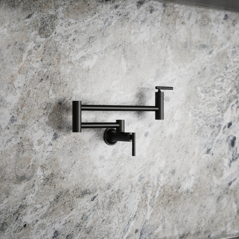 Wall-Mount Pot Filler Faucet, Swing Arm Kitchen Pot Filler Faucet, Matte Black