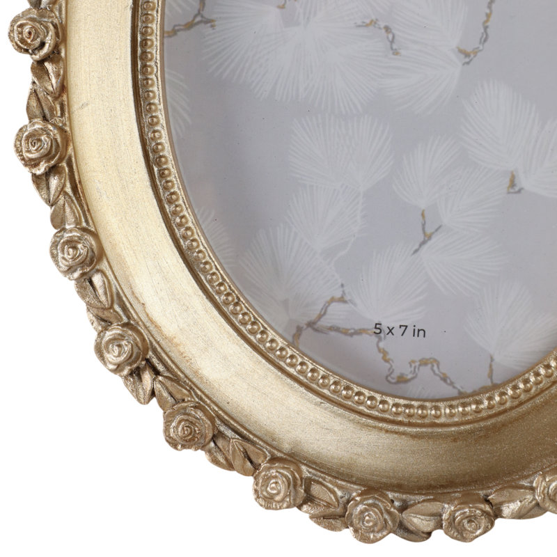 Cadre photo ovale chic avec bordure rosette Mavin, L 5 po x H 7 po