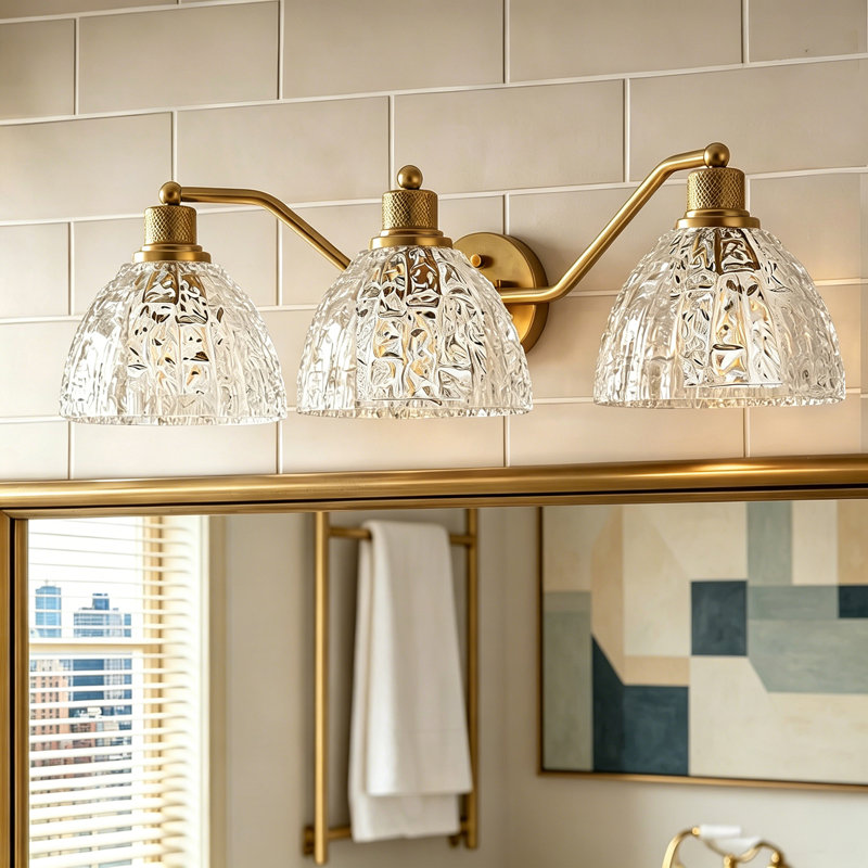 Abner 3-Light 24.8" H Antique Brass Vanity Light