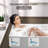 59" X 29.5" Freestanding Soaking Corner Tub Contemporary Design Bathtub With Pop-Up Drain Overflow