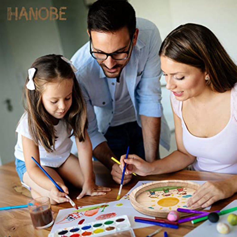 Round Wood Decorative Tray Unfinished Wooden Craft Trays DIY Ottoman Serving Tray Centerpiece Candle Holder Trays For Kitchen Countertop Crafts Art Home Decor Montessori Activity